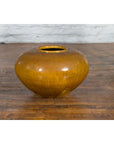 Chinese Vintage Porcelain Low Squat Planter with Yellow Mustard Glaze-11. Asian & Chinese Furniture, Art, Antiques, Vintage Home Décor for sale at FEA Home