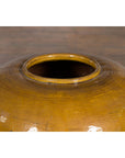 Chinese Vintage Porcelain Low Squat Planter with Yellow Mustard Glaze-6. Asian & Chinese Furniture, Art, Antiques, Vintage Home Décor for sale at FEA Home