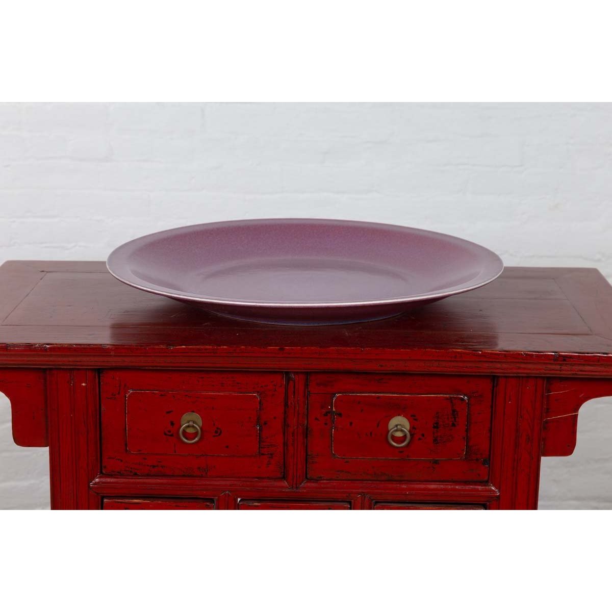 Vintage Purple Ceramic Charger Plate, Two Available-11. Asian & Chinese Furniture, Art, Antiques, Vintage Home Décor for sale at FEA Home