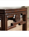 Chinese Vintage Qing Style Side Table with Dark Patina and Carved Medallions-YN6132-12. Asian & Chinese Furniture, Art, Antiques, Vintage Home Décor for sale at FEA Home