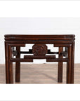 Chinese Vintage Qing Style Side Table with Dark Patina and Carved Medallions-YN6132-6. Asian & Chinese Furniture, Art, Antiques, Vintage Home Décor for sale at FEA Home