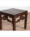 Chinese Vintage Qing Style Side Table with Dark Patina and Carved Medallions-YN6132-10. Asian & Chinese Furniture, Art, Antiques, Vintage Home Décor for sale at FEA Home
