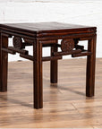 Chinese Vintage Qing Style Side Table with Dark Patina and Carved Medallions-YN6132-2. Asian & Chinese Furniture, Art, Antiques, Vintage Home Décor for sale at FEA Home