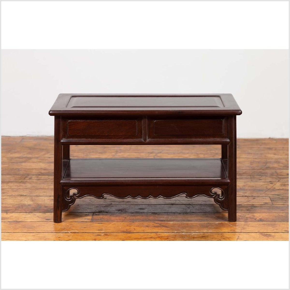 Chinese Vintage Rosewood Low Side Table with Two Drawers and Shelf-16. Asian & Chinese Furniture, Art, Antiques, Vintage Home Décor for sale at FEA Home