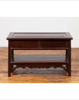 Chinese Vintage Rosewood Low Side Table with Two Drawers and Shelf-16. Asian & Chinese Furniture, Art, Antiques, Vintage Home Décor for sale at FEA Home