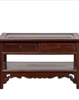 Chinese Vintage Rosewood Low Side Table with Two Drawers and Shelf-1. Asian & Chinese Furniture, Art, Antiques, Vintage Home Décor for sale at FEA Home