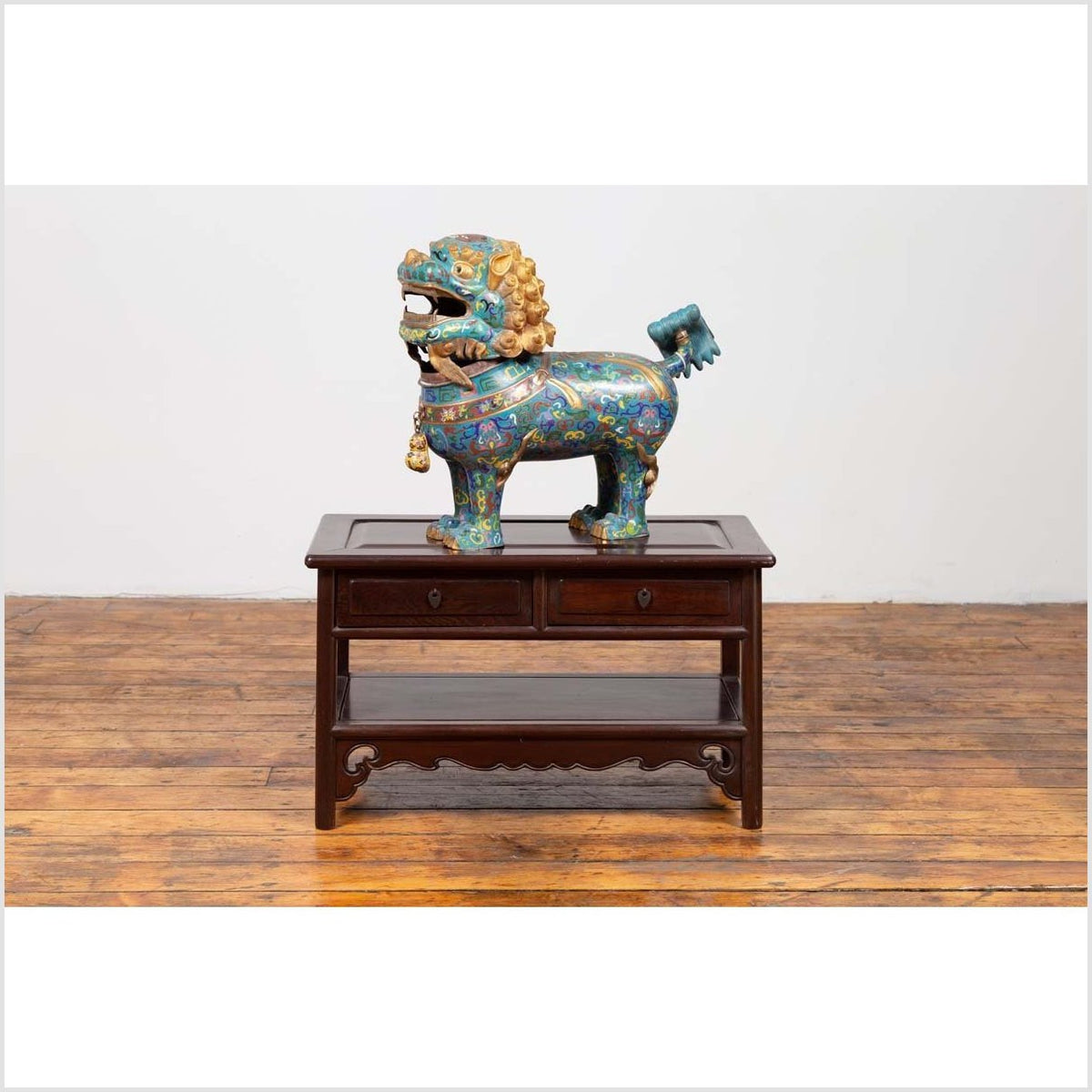 Chinese Vintage Rosewood Low Side Table with Two Drawers and Shelf-3. Asian & Chinese Furniture, Art, Antiques, Vintage Home Décor for sale at FEA Home