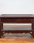 Chinese Vintage Rosewood Low Side Table with Two Drawers and Shelf-5. Asian & Chinese Furniture, Art, Antiques, Vintage Home Décor for sale at FEA Home
