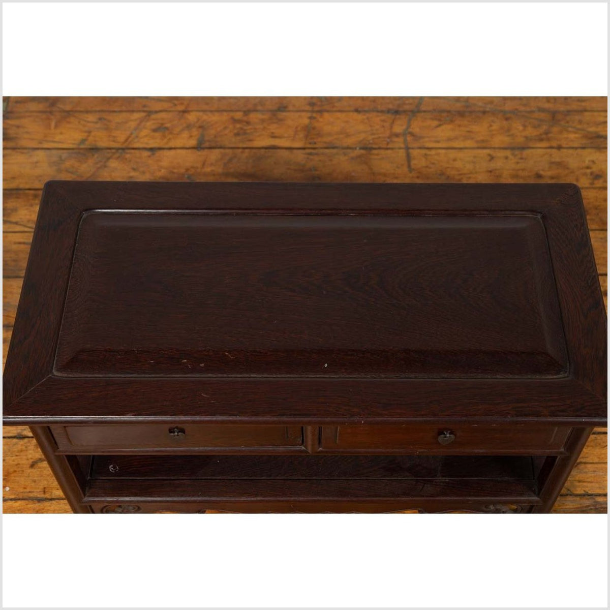 Chinese Vintage Rosewood Low Side Table with Two Drawers and Shelf-6. Asian & Chinese Furniture, Art, Antiques, Vintage Home Décor for sale at FEA Home
