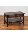 Chinese Vintage Rosewood Low Side Table with Two Drawers and Shelf-2. Asian & Chinese Furniture, Art, Antiques, Vintage Home Décor for sale at FEA Home