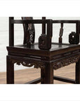 Chinese Wedding Chair with Curvy Pierced Splat, Serpentine Arms and Dark Patina-16. Asian & Chinese Furniture, Art, Antiques, Vintage Home Décor for sale at FEA Home