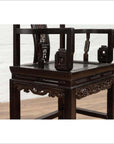 Chinese Wedding Chair with Curvy Pierced Splat, Serpentine Arms and Dark Patina-16. Asian & Chinese Furniture, Art, Antiques, Vintage Home Décor for sale at FEA Home