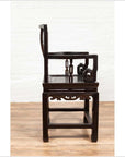 Chinese Wedding Chair with Curvy Pierced Splat, Serpentine Arms and Dark Patina-17. Asian & Chinese Furniture, Art, Antiques, Vintage Home Décor for sale at FEA Home