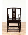 Chinese Wedding Chair with Curvy Pierced Splat, Serpentine Arms and Dark Patina-19. Asian & Chinese Furniture, Art, Antiques, Vintage Home Décor for sale at FEA Home