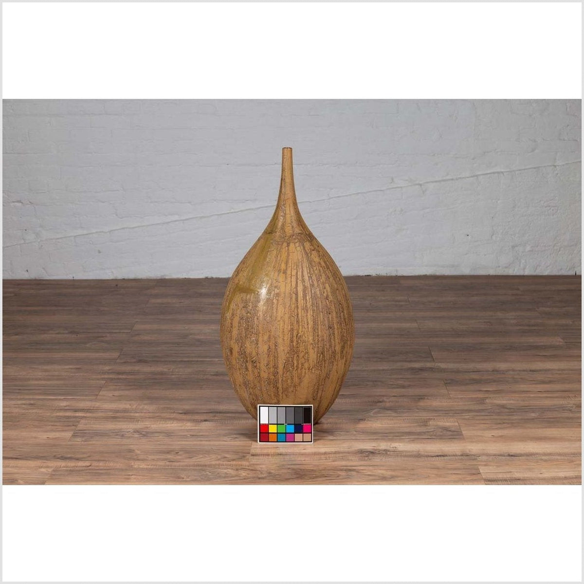 Contemporary Thai Handmade Ceramic Vase with Tapered Spout and Mustard Glaze-4. Asian & Chinese Furniture, Art, Antiques, Vintage Home Décor for sale at FEA Home