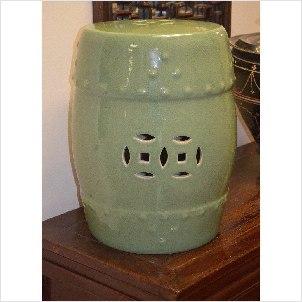 Crackle Celadon Porcelain Garden Seat-2. Asian & Chinese Furniture, Art, Antiques, Vintage Home Décor for sale at FEA Home