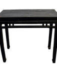 Dark stained wood altar table with straight legs and open friezes, displayed against a white background.