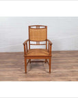 Dutch Colonial Javanese Teak Armchair with Rattan and Triglyph Inspired Motifs-11. Asian & Chinese Furniture, Art, Antiques, Vintage Home Décor for sale at FEA Home