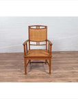 Dutch Colonial Javanese Teak Armchair with Rattan and Triglyph Inspired Motifs-11. Asian & Chinese Furniture, Art, Antiques, Vintage Home Décor for sale at FEA Home