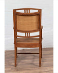 Dutch Colonial Javanese Teak Armchair with Rattan and Triglyph Inspired Motifs-14. Asian & Chinese Furniture, Art, Antiques, Vintage Home Décor for sale at FEA Home