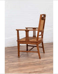 Dutch Colonial Javanese Teak Armchair with Rattan and Triglyph Inspired Motifs-15. Asian & Chinese Furniture, Art, Antiques, Vintage Home Décor for sale at FEA Home