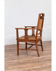 Dutch Colonial Javanese Teak Armchair with Rattan and Triglyph Inspired Motifs-15. Asian & Chinese Furniture, Art, Antiques, Vintage Home Décor for sale at FEA Home