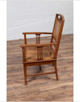 Dutch Colonial Javanese Teak Armchair with Rattan and Triglyph Inspired Motifs-17. Asian & Chinese Furniture, Art, Antiques, Vintage Home Décor for sale at FEA Home