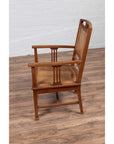 Dutch Colonial Javanese Teak Armchair with Rattan and Triglyph Inspired Motifs-17. Asian & Chinese Furniture, Art, Antiques, Vintage Home Décor for sale at FEA Home