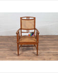 Dutch Colonial Javanese Teak Armchair with Rattan and Triglyph Inspired Motifs-4. Asian & Chinese Furniture, Art, Antiques, Vintage Home Décor for sale at FEA Home