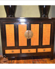 Dynasty Black Lacquer and Burl Wood Cabinet with Accordion Doors-2. Asian & Chinese Furniture, Art, Antiques, Vintage Home Décor for sale at FEA Home