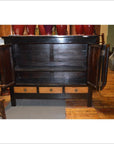 Dynasty Black Lacquer and Burl Wood Cabinet with Accordion Doors-5. Asian & Chinese Furniture, Art, Antiques, Vintage Home Décor for sale at FEA Home