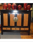 Dynasty Black Lacquer and Burl Wood Cabinet with Accordion Doors-6. Asian & Chinese Furniture, Art, Antiques, Vintage Home Décor for sale at FEA Home