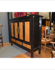 Dynasty Black Lacquer and Burl Wood Cabinet with Accordion Doors-7. Asian & Chinese Furniture, Art, Antiques, Vintage Home Décor for sale at FEA Home