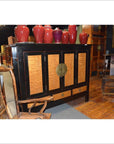 Dynasty Black Lacquer and Burl Wood Cabinet with Accordion Doors-8. Asian & Chinese Furniture, Art, Antiques, Vintage Home Décor for sale at FEA Home