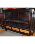 Dynasty Black Lacquer and Burl Wood Cabinet with Accordion Doors-9. Asian & Chinese Furniture, Art, Antiques, Vintage Home Décor for sale at FEA Home