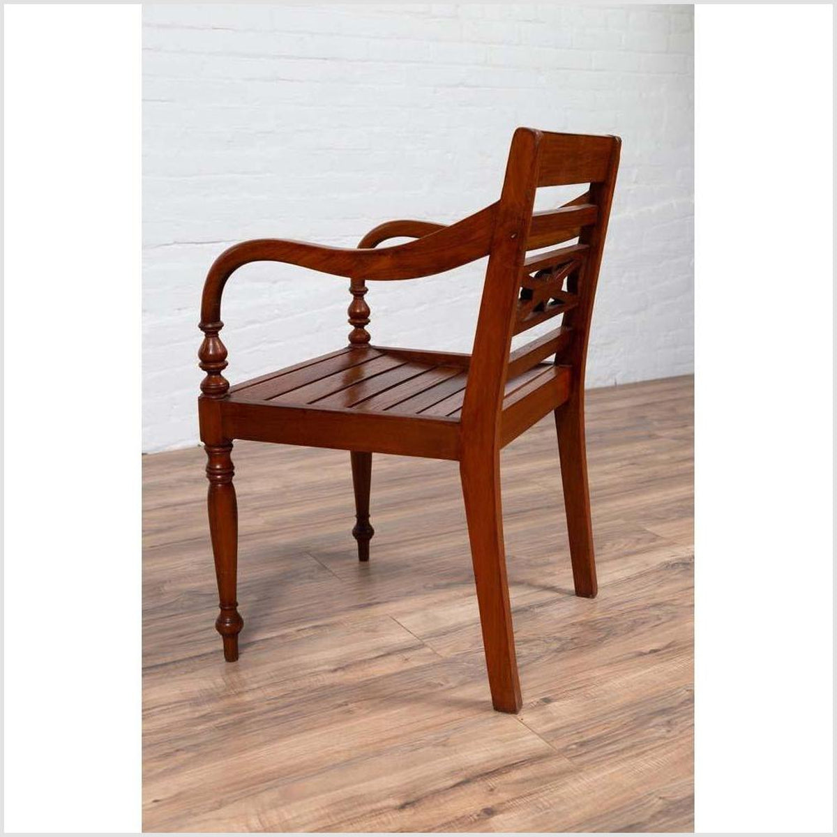 Early 20th Century Captain's Chair from Bali with Slatted Wood-14. Asian & Chinese Furniture, Art, Antiques, Vintage Home Décor for sale at FEA Home