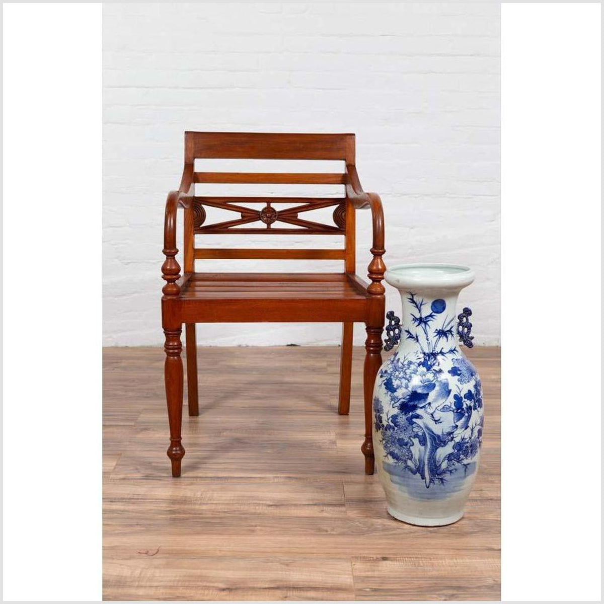 Early 20th Century Captain's Chair from Bali with Slatted Wood-3. Asian & Chinese Furniture, Art, Antiques, Vintage Home Décor for sale at FEA Home
