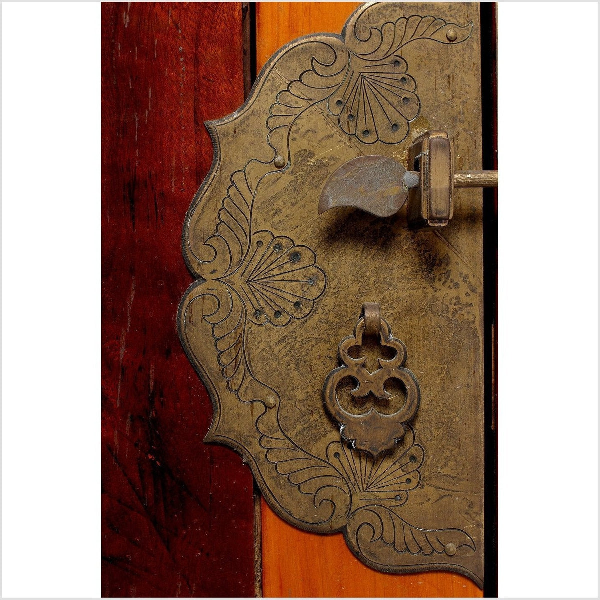 Early 20th Century Chinese Cabinet Made of Elm and Burl Wood with Carved Skirt-7. Asian & Chinese Furniture, Art, Antiques, Vintage Home Décor for sale at FEA Home