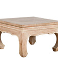 Vintage Thai Whitewashed Low Drinks Table with Carved Apron and Chow Legs-1. Asian & Chinese Furniture, Art, Antiques, Vintage Home Décor for sale at FEA Home