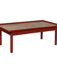 Vintage Burmese Red Lacquered Faux Bamboo Coffee Table with Woven Rattan Top-1. Asian & Chinese Furniture, Art, Antiques, Vintage Home Décor for sale at FEA Home
