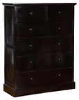 Vintage Chinese Tall Black Lacquered Elmwood Chest with Six Drawers-1. Asian & Chinese Furniture, Art, Antiques, Vintage Home Décor for sale at FEA Home
