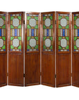 Chinese Antique Six-Panel Folding Screen with Stained Glass Geometric Motifs-1. Asian & Chinese Furniture, Art, Antiques, Vintage Home Décor for sale at FEA Home