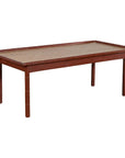 Vintage Thai Red Lacquered Faux Bamboo Coffee Table with Woven Rattan Top-1. Asian & Chinese Furniture, Art, Antiques, Vintage Home Décor for sale at FEA Home