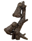 Contemporary Lost Wax Bronze Sculpted Group of Two Dogs Climbing Up a Tree-1. Asian & Chinese Furniture, Art, Antiques, Vintage Home Décor for sale at FEA Home