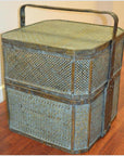 Green Woven Rattan Basket- Side Table-1. Asian & Chinese Furniture, Art, Antiques, Vintage Home Décor for sale at FEA Home