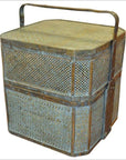 Green Woven Rattan Basket- Side Table-2. Asian & Chinese Furniture, Art, Antiques, Vintage Home Décor for sale at FEA Home