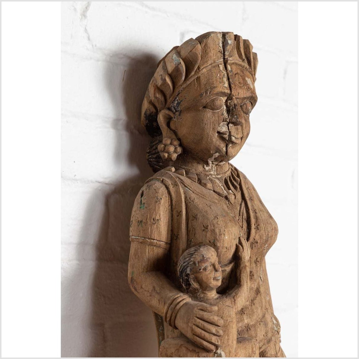 Hand Carved Indian Temple Carving Statue from Gujarat Depicting Mother and Child-11. Asian & Chinese Furniture, Art, Antiques, Vintage Home Décor for sale at FEA Home