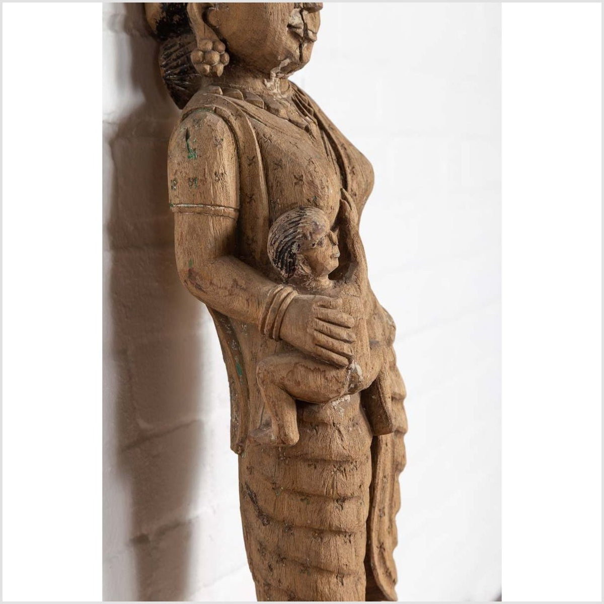 Hand Carved Indian Temple Carving Statue from Gujarat Depicting Mother and Child-12. Asian & Chinese Furniture, Art, Antiques, Vintage Home Décor for sale at FEA Home