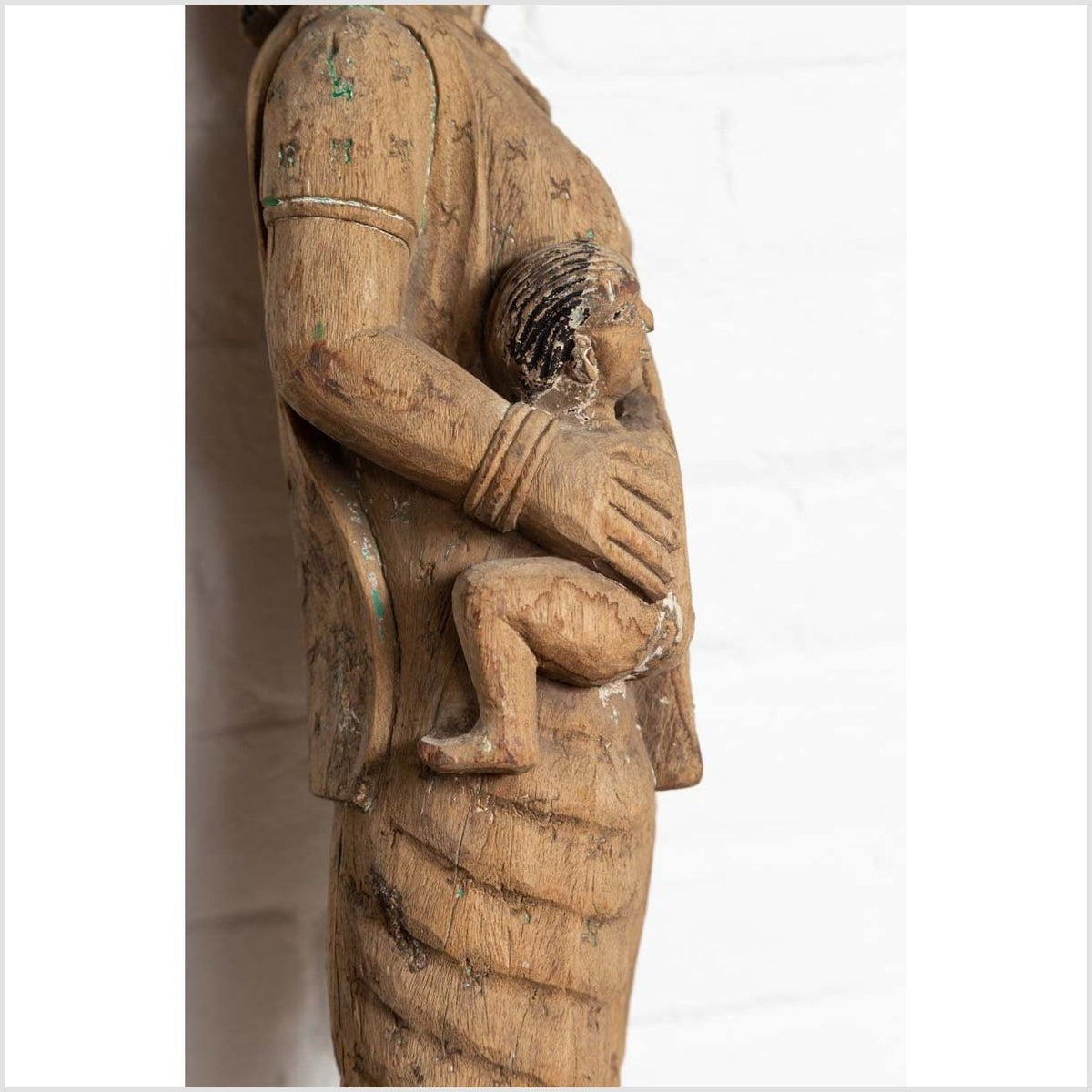 Hand Carved Indian Temple Carving Statue from Gujarat Depicting Mother and Child-14. Asian & Chinese Furniture, Art, Antiques, Vintage Home Décor for sale at FEA Home