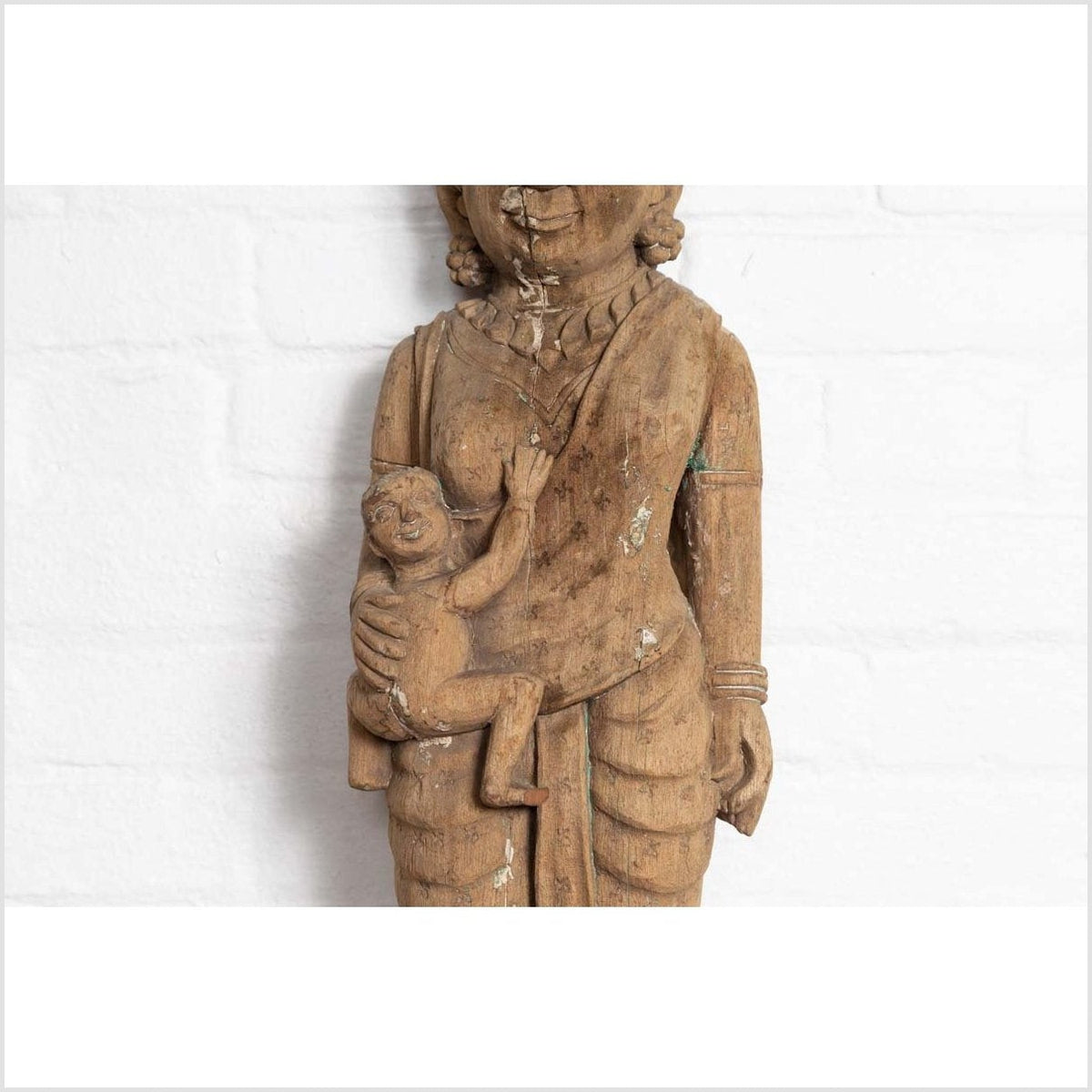 Hand Carved Indian Temple Carving Statue from Gujarat Depicting Mother and Child-5. Asian & Chinese Furniture, Art, Antiques, Vintage Home Décor for sale at FEA Home